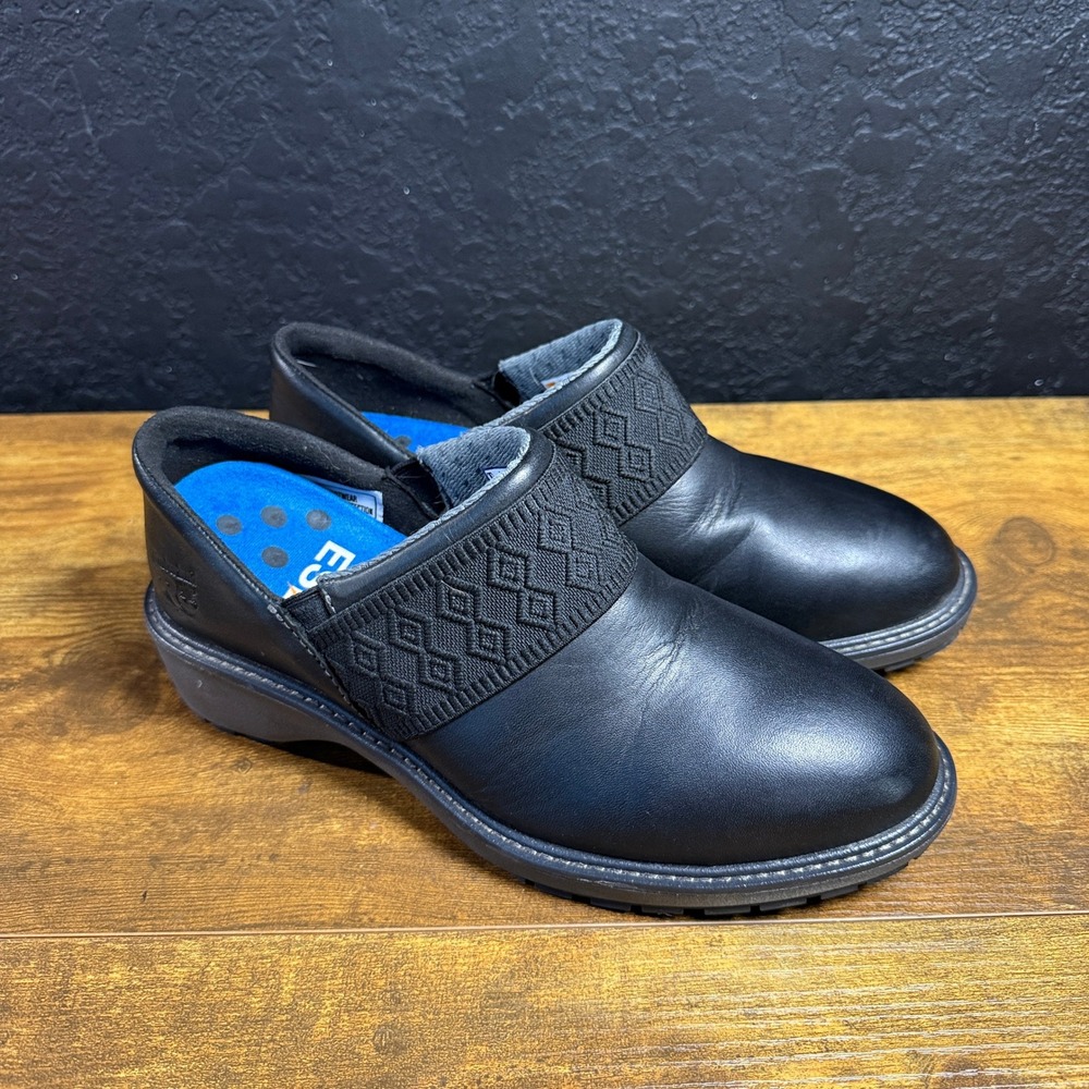 Timberland PRO Renova A1KJG Black Leather ESD Work Clogs Womens Size 8